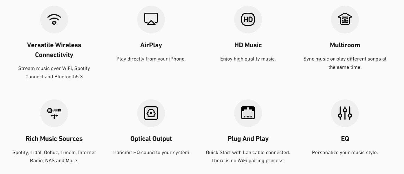Arylic S10+ Wireless Music Streamer Bluetooth Audio Receiver 3.5mm Jack Aux for PC Multiroom PC Audio Jack Adapter