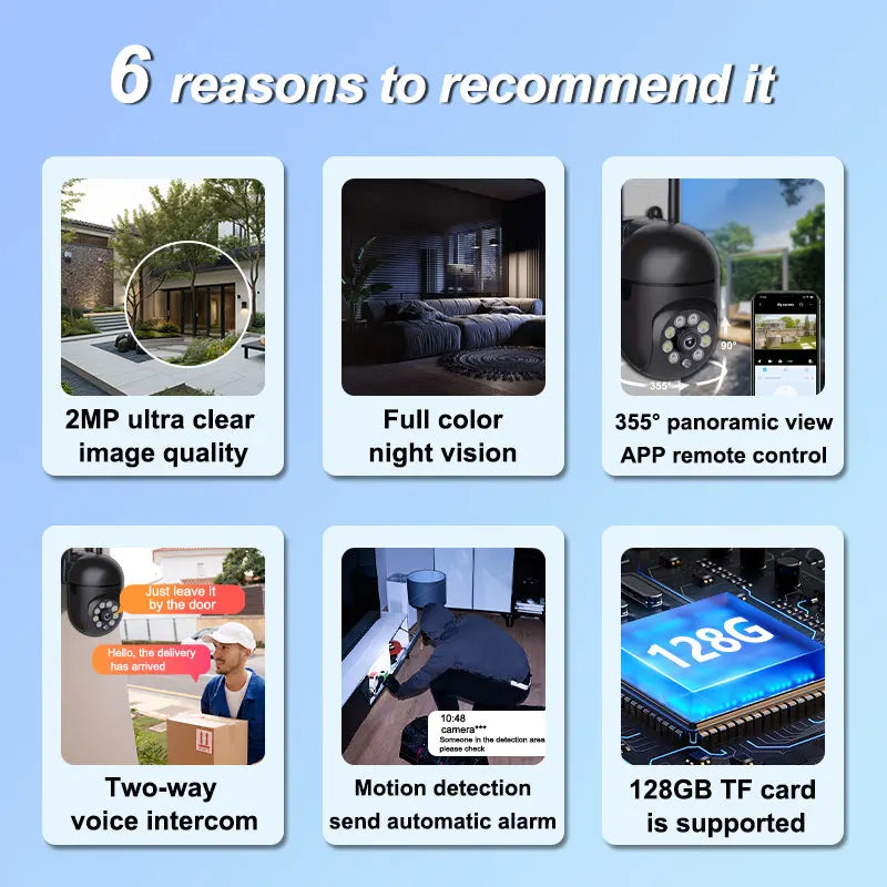 Wireless WiFi Camera 1080P HD Waterproof IP Camera Smart Home Wireless Security Surveillance Outdoor CCTV Camera Night Vision