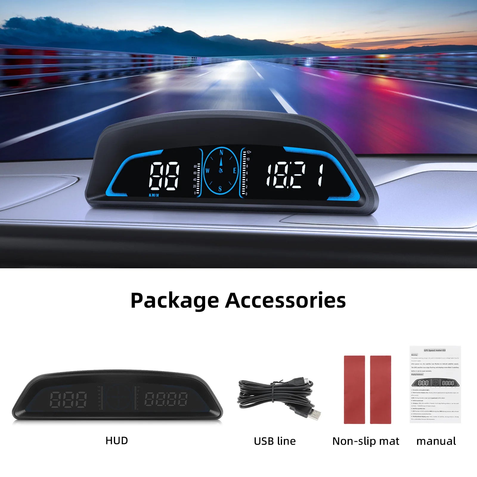 Car OBD/GPS B3 G3 Head Up Display Digital Speedometer Multifunctional HUD Display With Alarm Function Car Auto Accessories