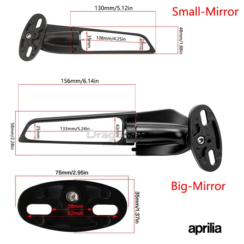 Motorcycle Wing Mirrors For Aprilia GPR250R APR250 rs660 RS125 RS250 Adjustable Rotating Rearview Side Mirror WITH LOGO