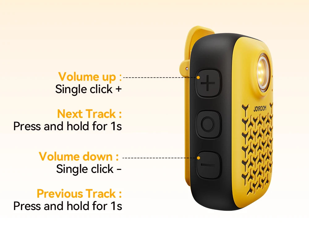 Joyroom Magnetic Bluetooth 5.4 Speakers Wearable Clip-On Wireless Waterproof Speaker with Light Clean Sound/ENC Built-in Mic