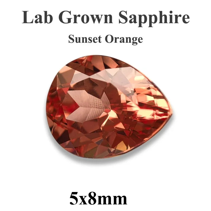 Lab Grown Sapphire Pear Cut Multiple Colors Available VVS1 Gemstone DIY Jewelry Making Materials with Selectable Certificate