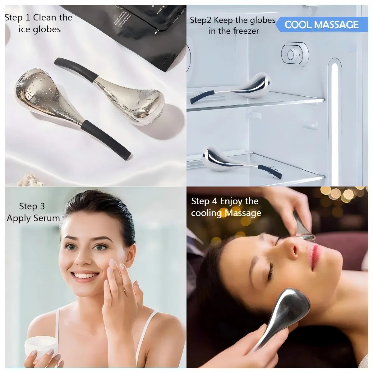 Cooling Beauty Facial Sticks Ice Wave Ball Massage Salon Skin Care Tools Esthetician Supplies Cooling Spa Globes Cold Roller