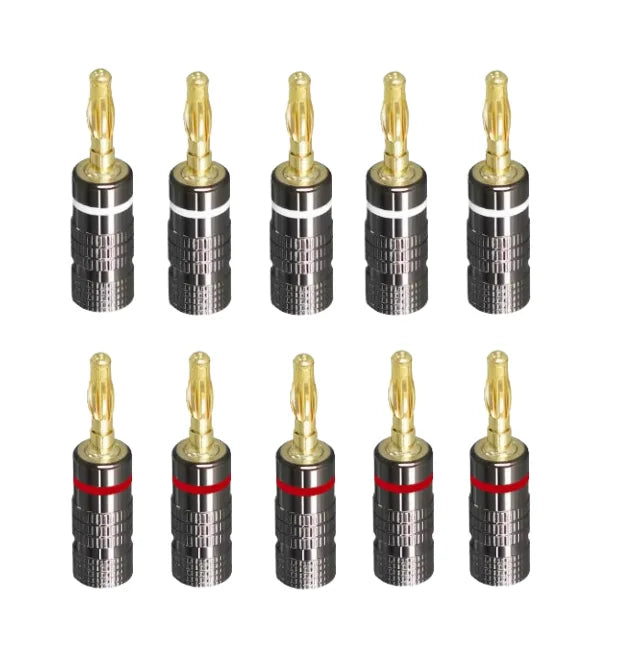 2/6/10/20/50pcs 4mm Banana Plugs Male Connector 24K Gold Plated Hifi Audio Speaker Banana Connectors for Speakers and Amplifiers