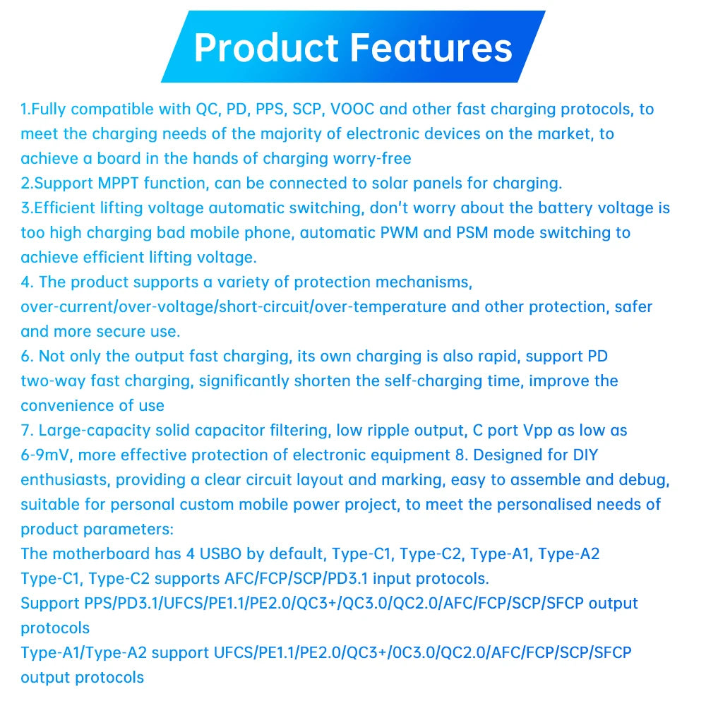 3S 4S 5S 65W 100W Power Bank Dual Type-C Bidirectional Super-Fast Charging Module Power Bank Circuit Board