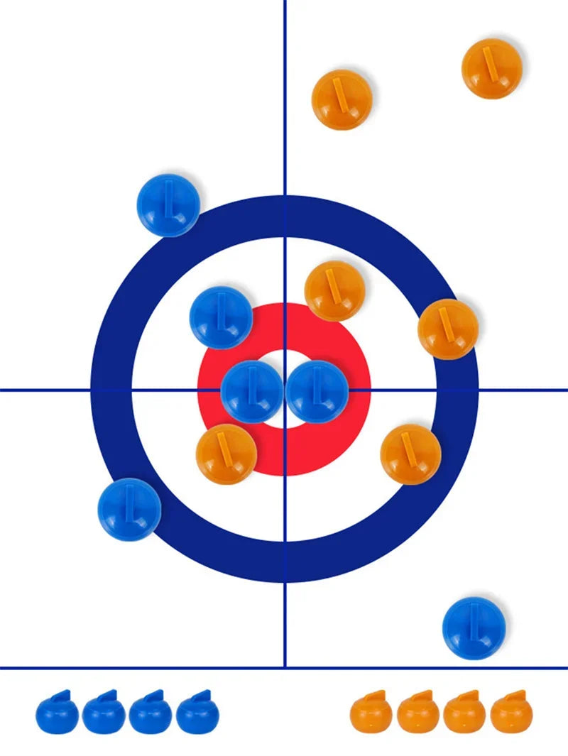 Family Fun Board Games for Kids & Adults: Tabletop Curling Game with 8 Rollers & Shuffleboard Pucks!