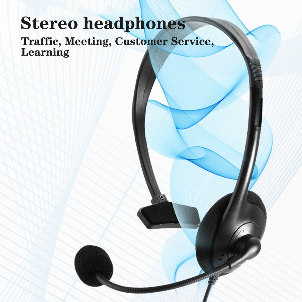 Universal Call Center Headphones 3.5mm Wired Gaming Business Single-Sided Headset with Mic Telephone Operator Earphones