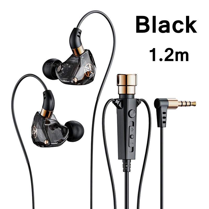 Wired HiFi Headphones with Mini Condenser Microphone Bass Dynamic Earphone Noise-Cancelling Headset for Sports Music Karaoke