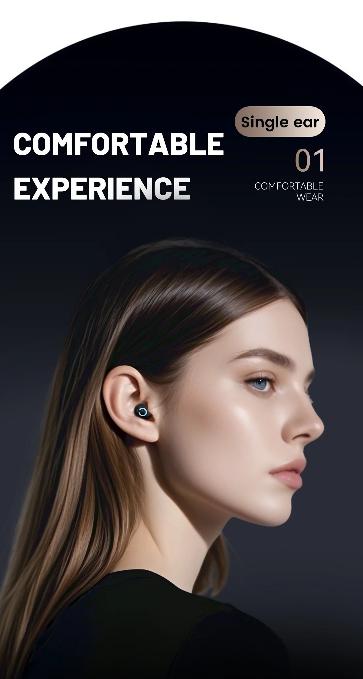 Wireless Headphones Bluetooth Earphones With Mic Headset Single Ear Waterproof Earbuds for Left and Right Ear Wear Ear-Mounted