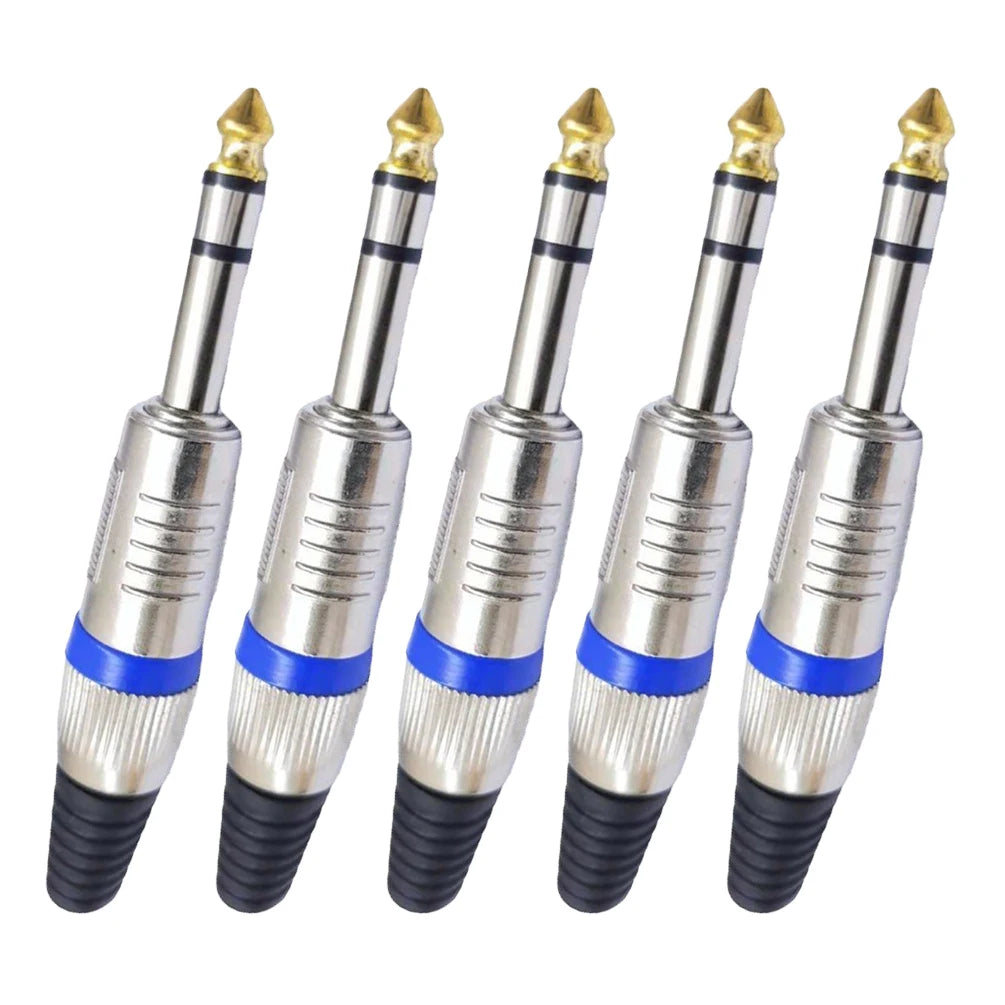 5PCS Audio Adapter Set: 6.35mm to RCA/3.5mm Gold-Plated Plugs, Metal Housing, Screw-Lock, Hi-Fi Sound for Mic/Amp/Speaker