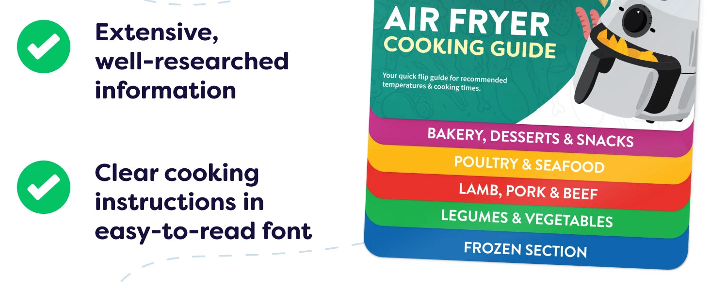 Air Fryer Cookbook Magnetic Cheat Sheet, Guide Booklet, Cookbooks Instant Accessories Oven Cooking Pot Temp Times Chart