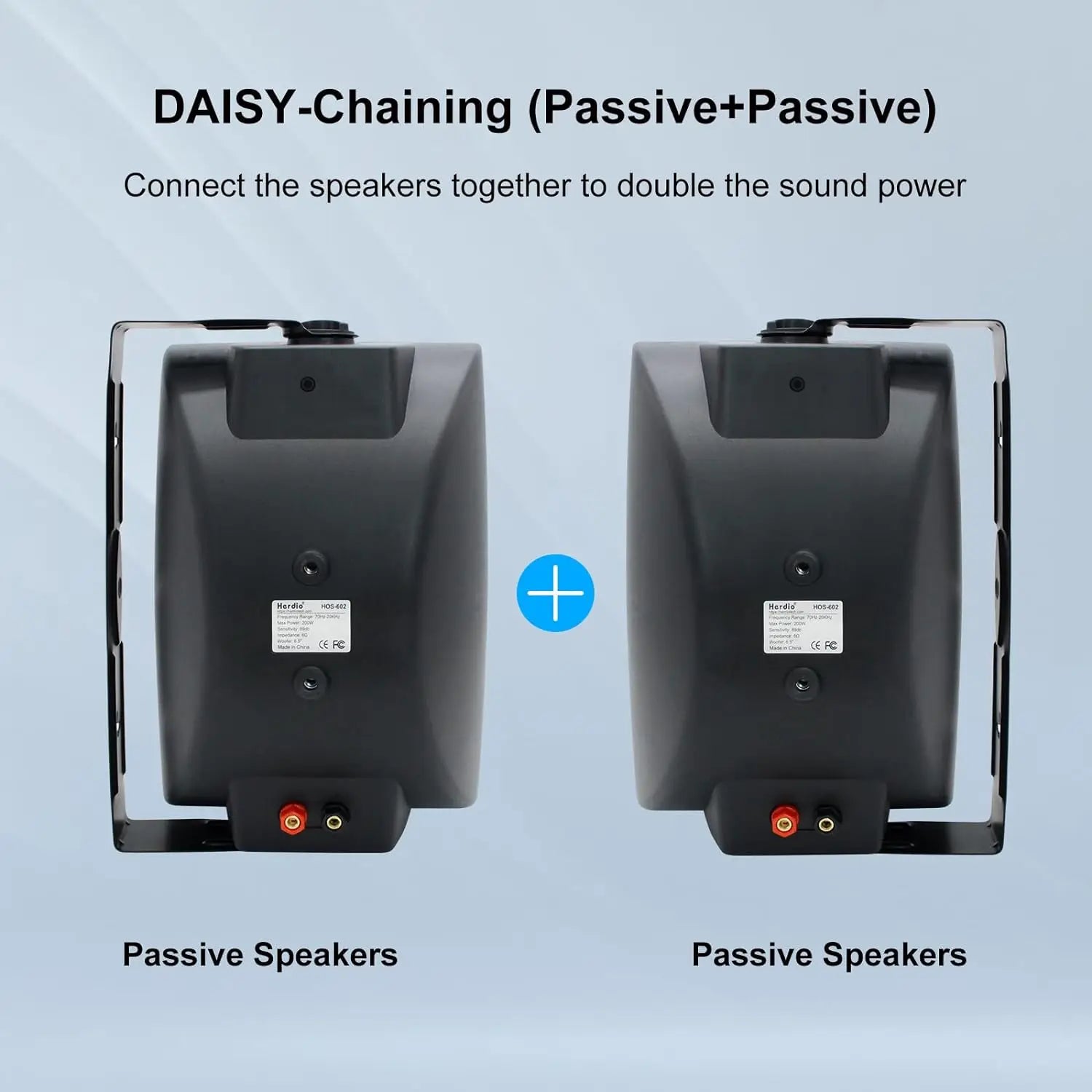 Herdio 400W 6.5‘’ Passive Outdoor Speakers Wired Waterproof 2 Way Wall Mounted Speakers With Powerful Bass For Patio Home 2PCS