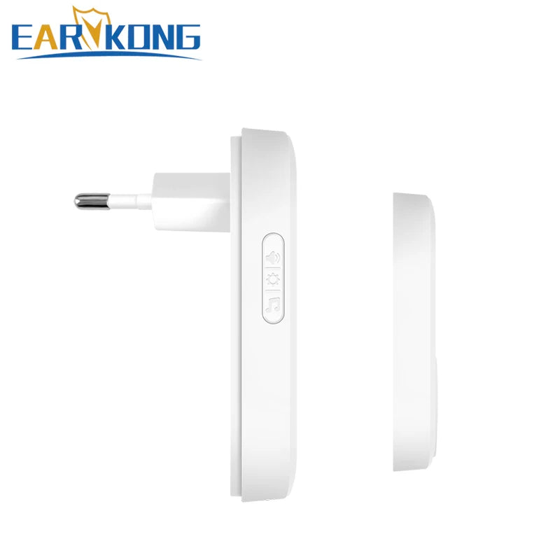 Smart Wireless Doorbell 433MHz 4 Volume Levels & Melody Chime Emergency Alarm for Elderly EU or US Plug Optional (White/Black)