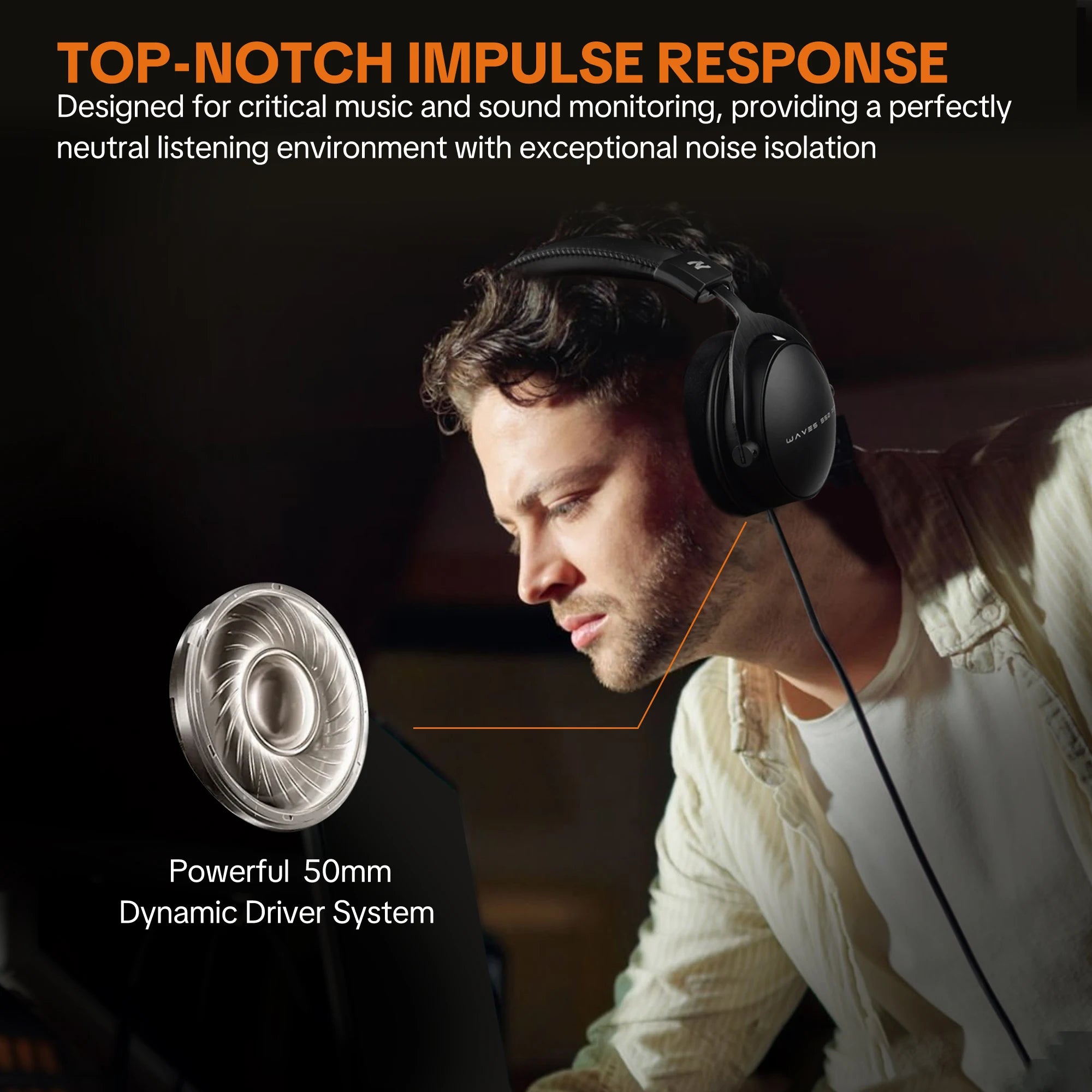 TALOMEN W550X Corded Studio Headphones Stereo Professional DJ Headphones Over-Ear Monitor Headphones with Detachable Cable Gift