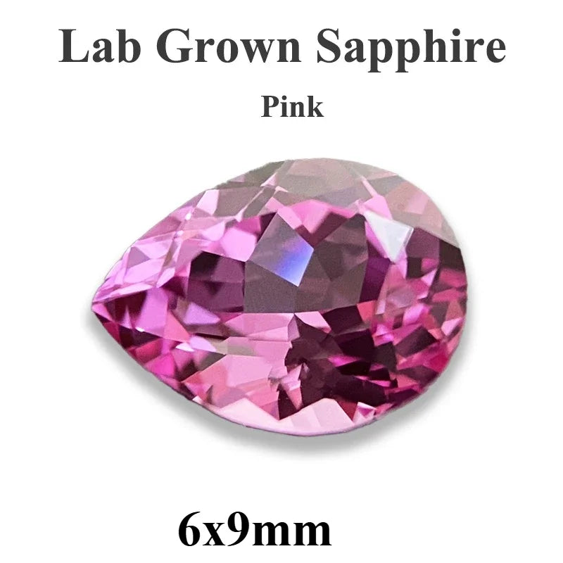 Lab Grown Sapphire Pear Cut Multiple Colors Available VVS1 Gemstone DIY Jewelry Making Materials with Selectable Certificate