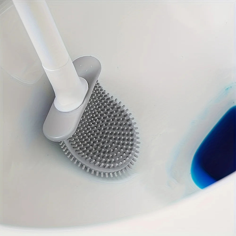 1pc Household Toilet Brush, Wall-Mounted Bathroom Cleaning Brush, No Electricity Required, Bathroom Accessories Cleaning Tool