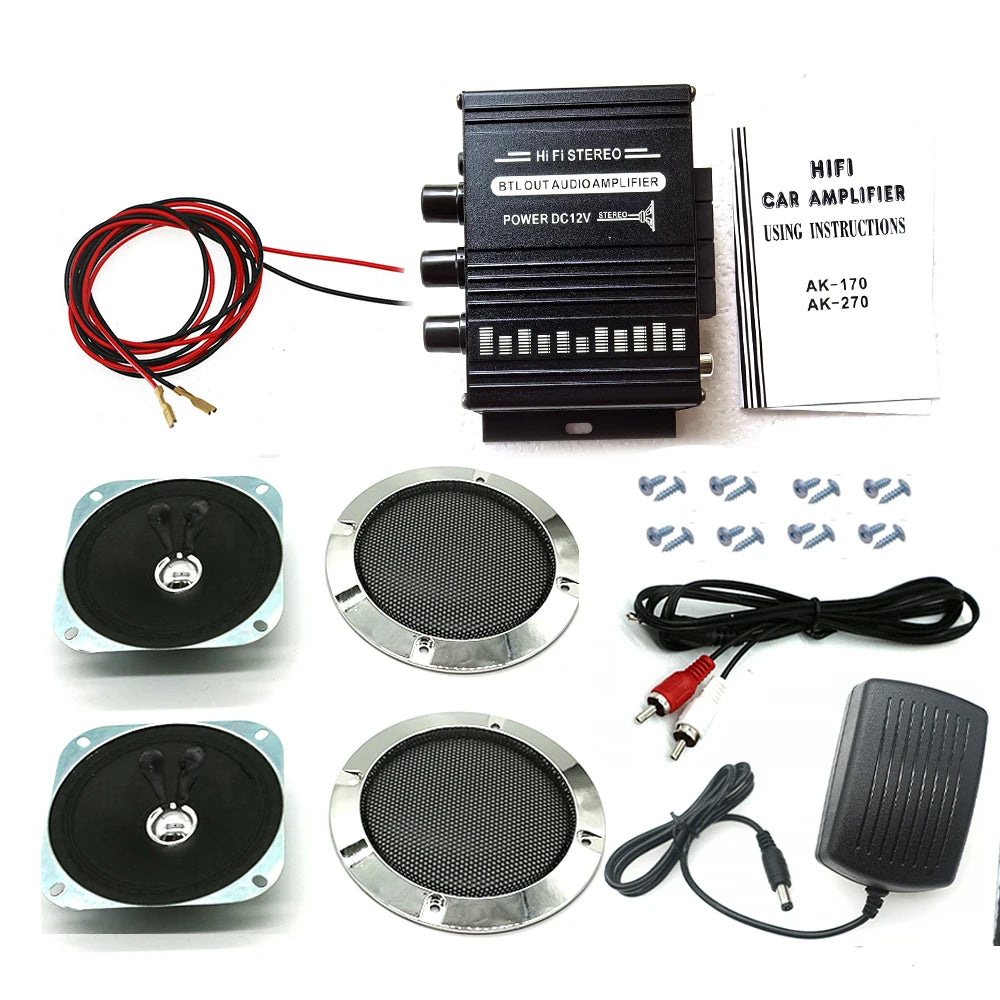 Ak170 Light Mini STEREO Power Amplifier With 4 Inch Speaker DIY Kit Vending Pinball Audio Arcade Game Machine Module Mp3 Player