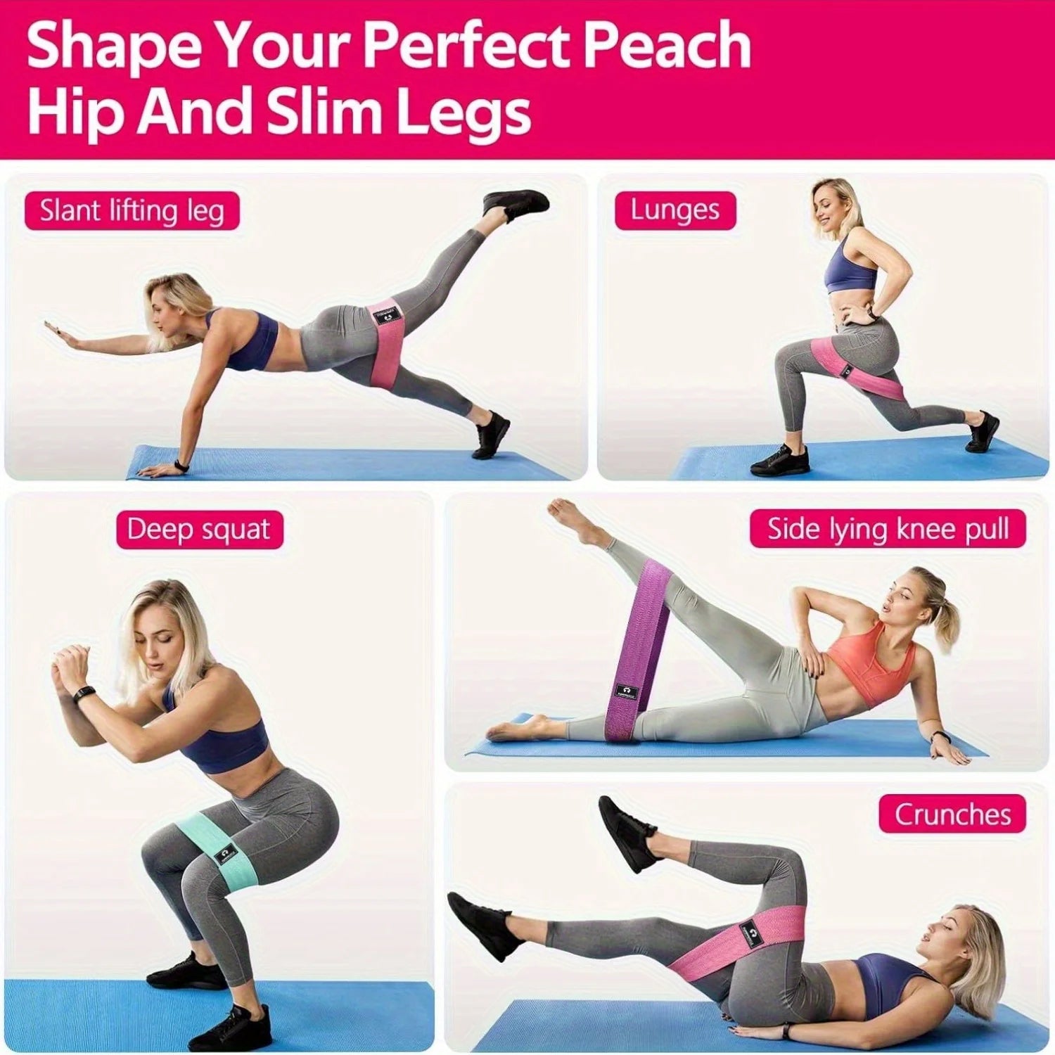 Fabric Resistance Bands for Working Out, 3 Set of Stretch Bands for Booty Legs for Yoga Starter, Pilates Flexbands