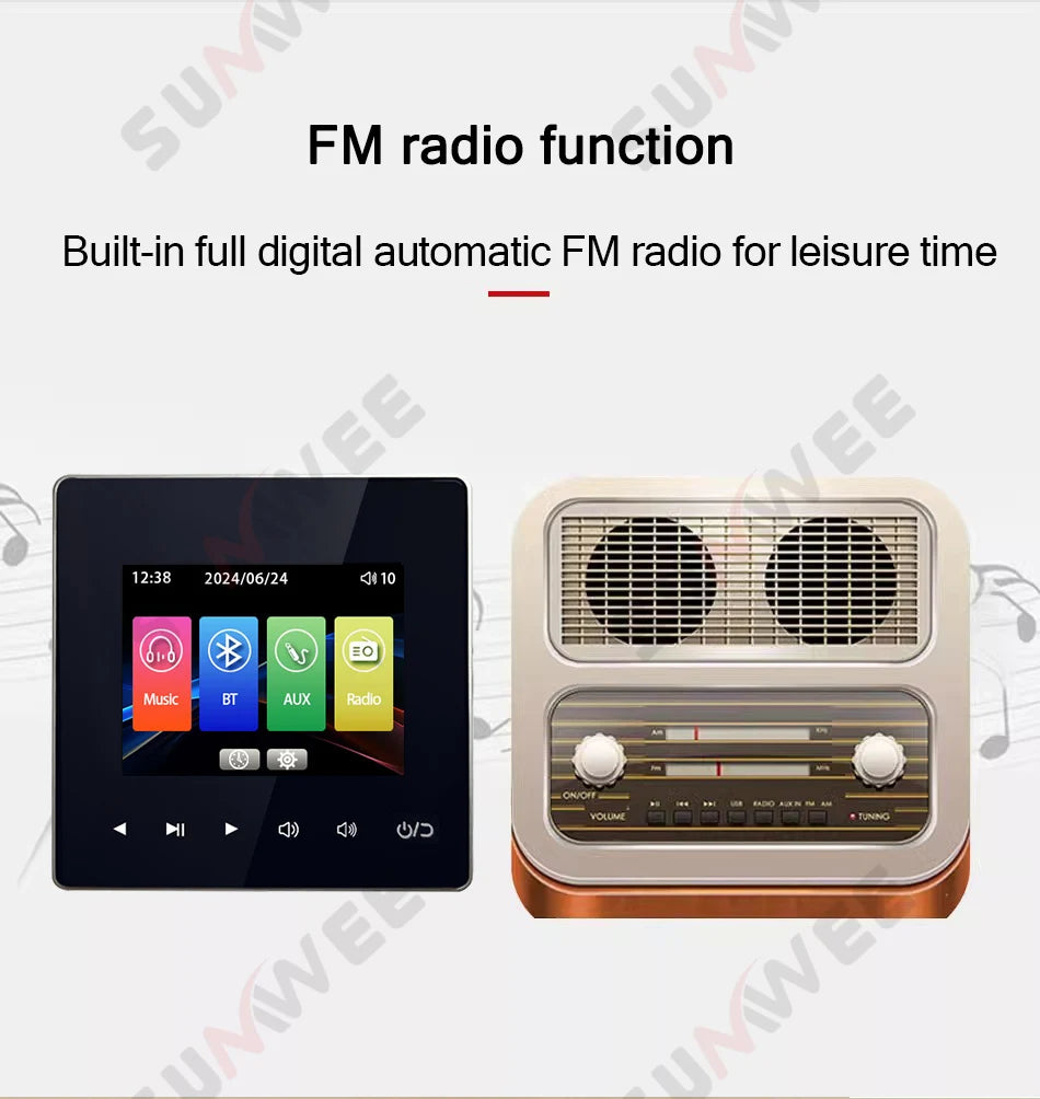 Home theater Background music system audio in wall power amplifier bluetooths player sound TF AUX control panel ceiling speakers