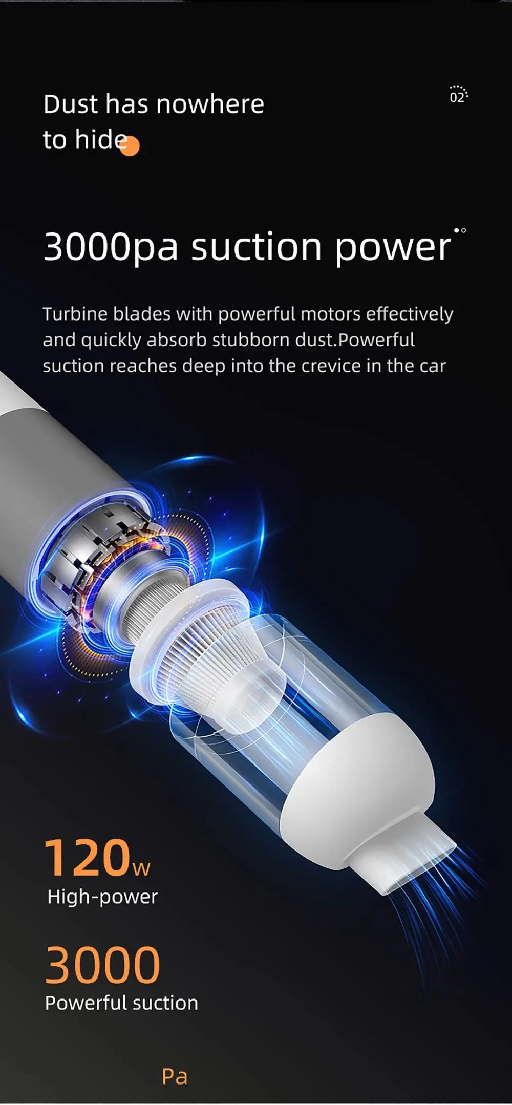 Powerful Car Vacuum Cleaner High Suction Mini Wireless Handheld Cyclonic Vacuum Dust Catcher Home Car Wet Dry Rechargeable