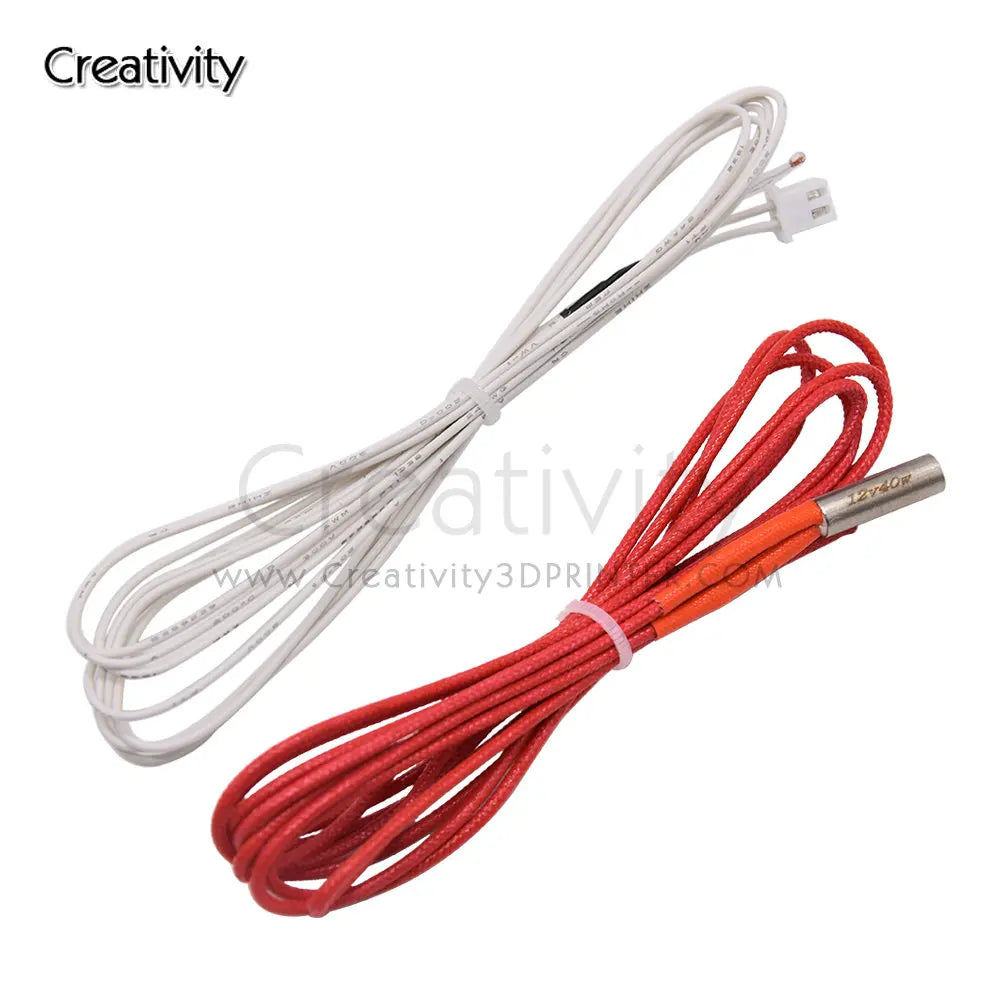12V/24V 40W Cartridge Heater XH2.54 Thermistor NTC 100K 3950 Wire 1M for Ender 3 CR10 Ender3V2 3D Printer J-Head Hotend