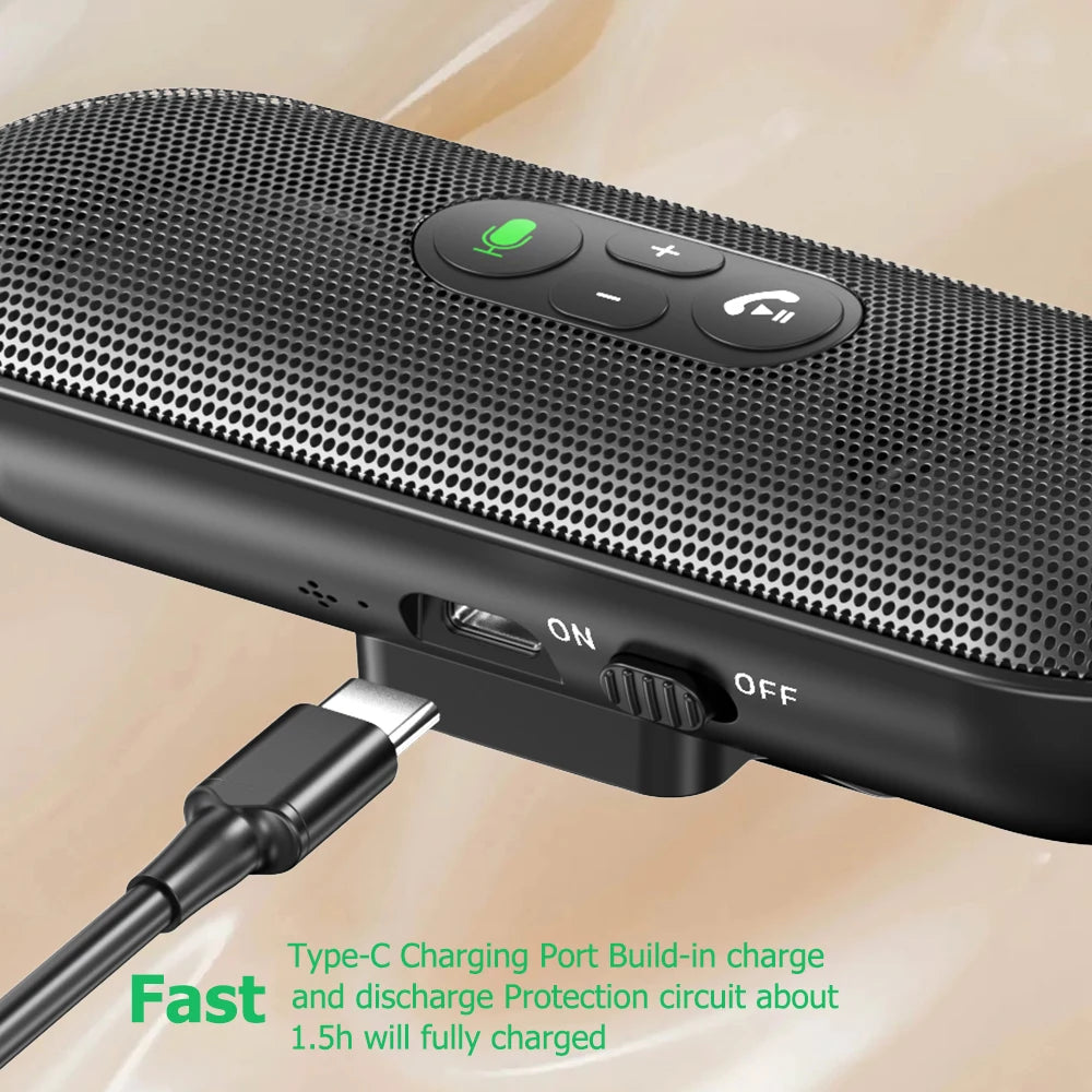 Bluetooth 5.4 Car Kit Handsfree Dual 3W Speakerphone Sun Visor Speaker Mp3 Player Wireless Music Receiver With Voice Assistant