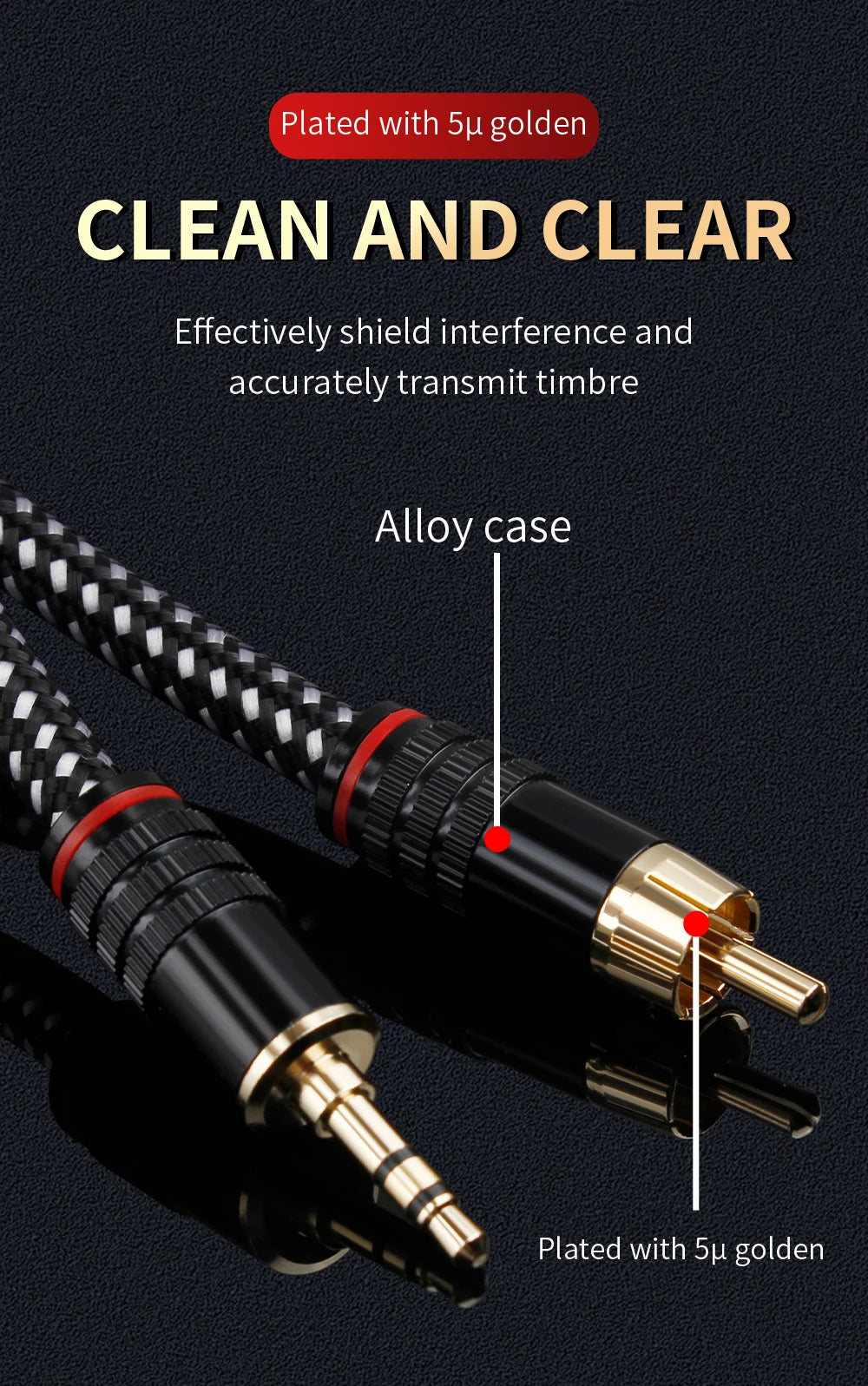 YYAUDIO HIFI 6N OFC Conduct 3.5mm to 2RCA Audio Cable Gold plated Plug 3.5mm Jack for Speaker Decoder Amplifiers