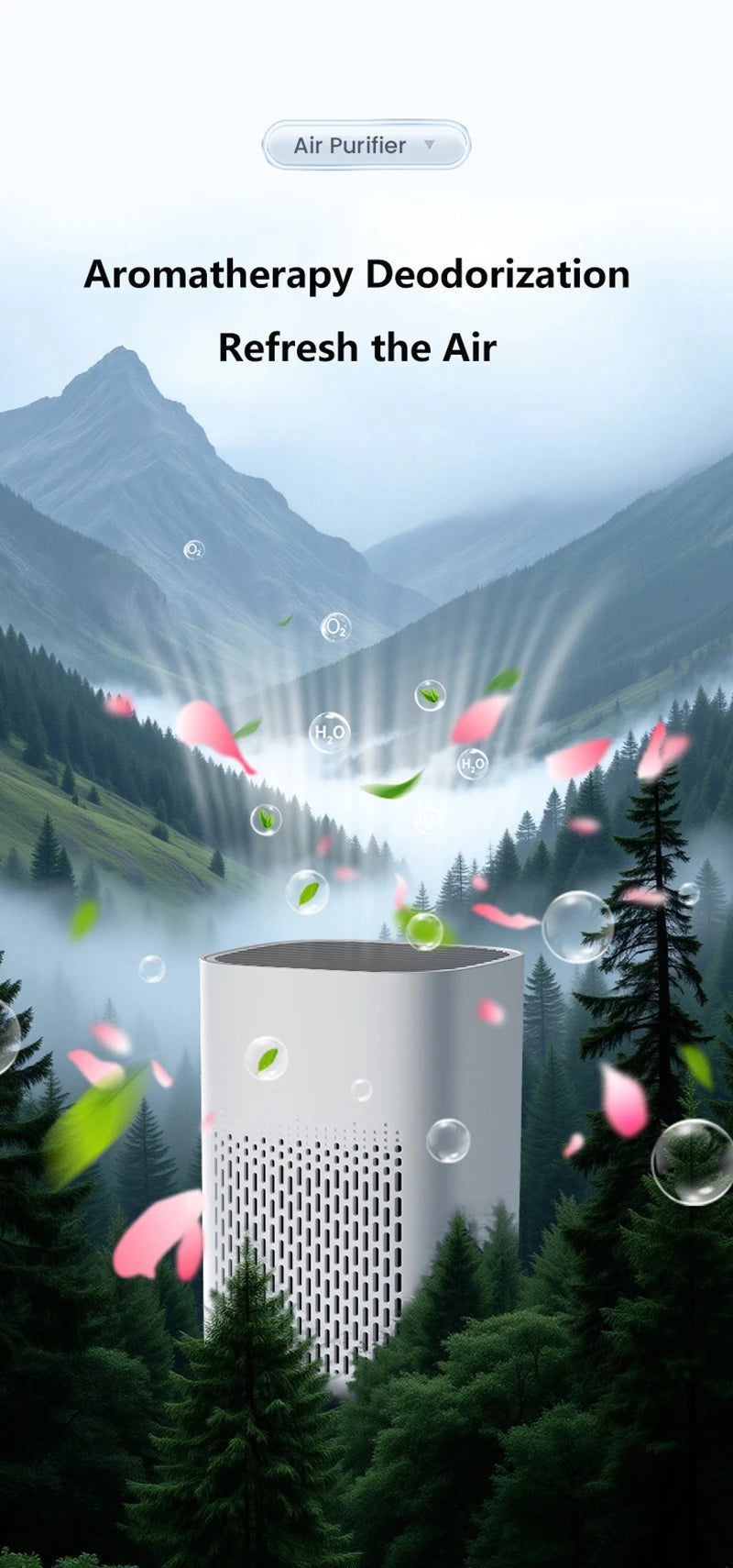 Air Purifier Smoke Odor Negative Ion Generator Household HEPA Air Purifier Efficient Purify Air Formaldehyde For Car Room