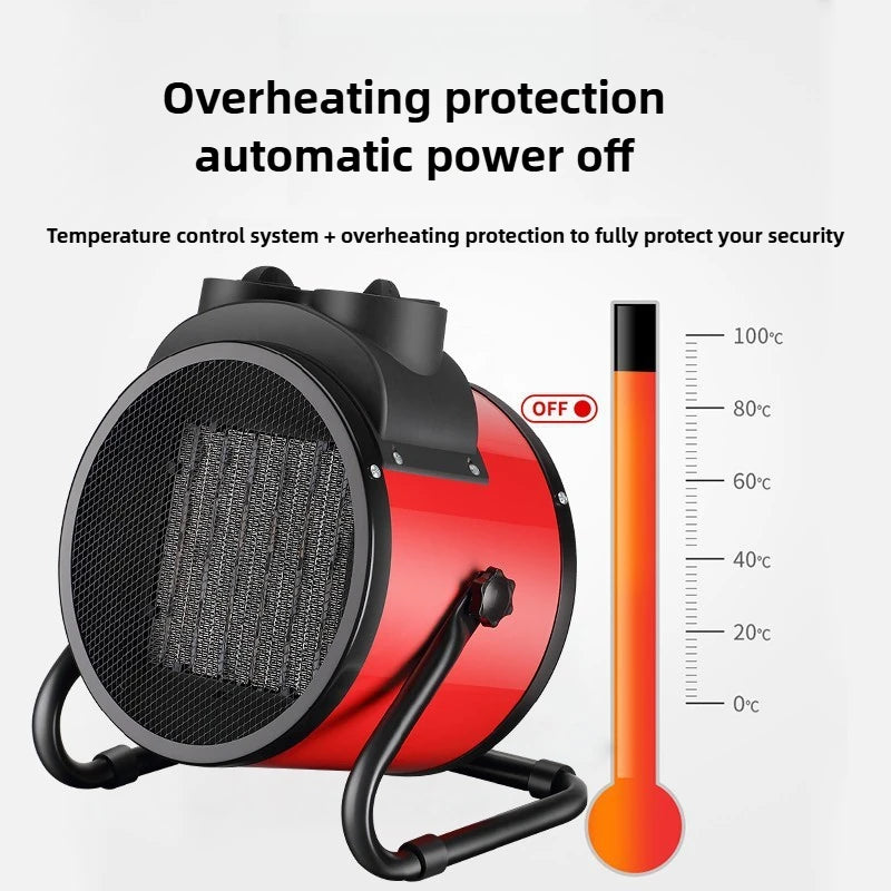 Electric Heating Fan 2000W Portable Space Heater Adjustable Thermostat 2 Heat Settings + Fan Mode Overheat & Tip-Over Protection