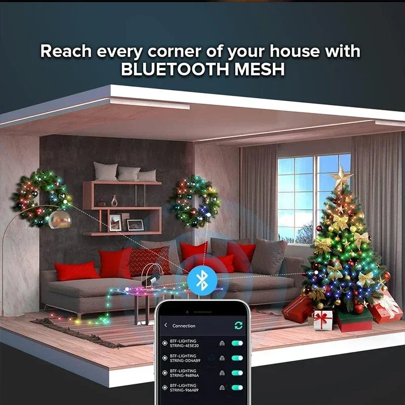 Smart LED Fairy Lights RGB Wire String Lights App Remote Control USB Powered Music Sync for Weddings Outdoor Parties Home Decor