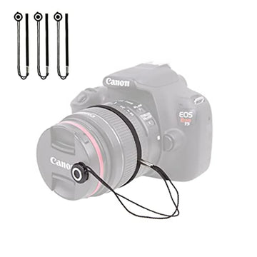 1/3/6 Pcs Camera Lens Cap Leash with Elastic String, Compatible with Universal DSLR SLR Evil Mirrorless Cameras Video (x3)