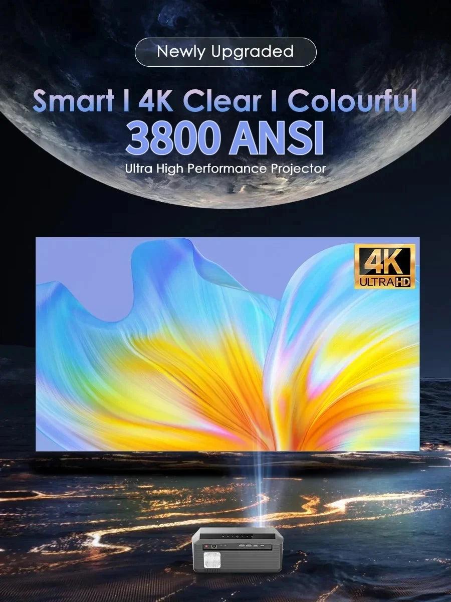 4K auto focus movie projector 3800 ANSI 2.4+5G wifi bluetooth 1080P full hd HDR android tv video daytime projector home theater