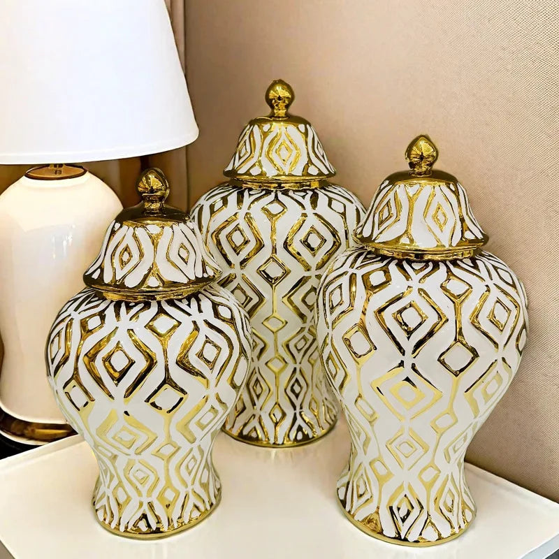 Ceramic decorative vaseTabletop American decor jar storage universal jar ceramic ornament Living room home  decor flower vase