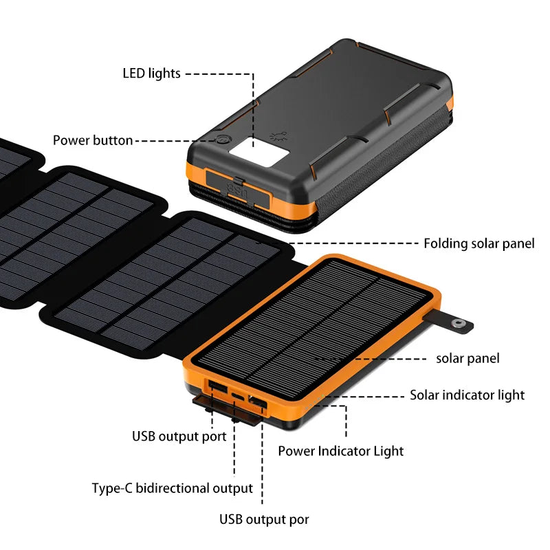 500000mAh Solar Power Bank 120W Large Capacity Super Fast Charging with Flashlight External Battery for iPhone Huawei
