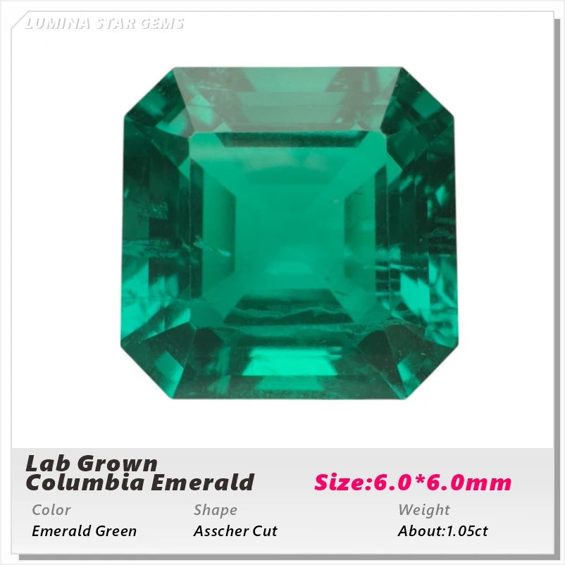 Lab Grown Colombian Emerald Stone High Quality Multiple Cuts Available Hydrothermal Hand-cutting Selectable AGL Certificate