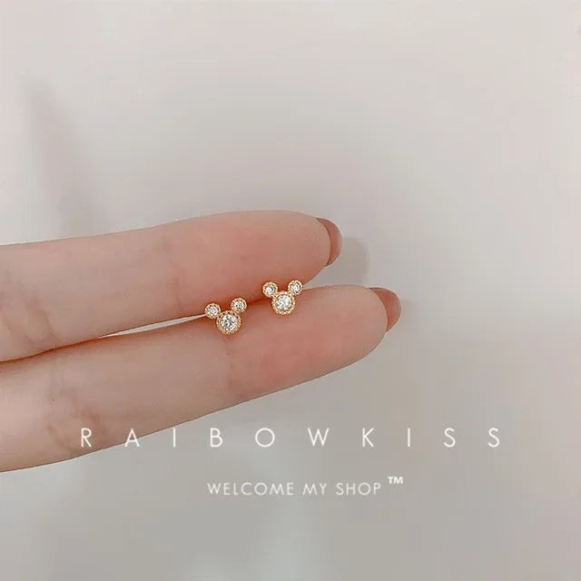 Tibetan Silver Mini Crystal Butterfly Sweet Stud Earrings for Women Flower Helix Cartilage Tragus Lobe Teen Ear Piercing Jewelry