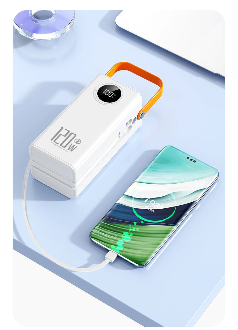 Super Fast Charging 160,000 MAh Power Bank Comes with Line Outdoor Camping Large Capacity BCAK Mobile Power Supply 50000mah