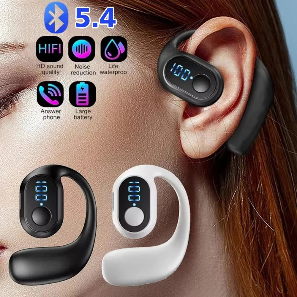 Bluetooth 5.4 Ear Hook Headphone With Mic TWS Wireless Earphone HiFi Stereo Noise Reduction Driving Headset Waterproof Earbud