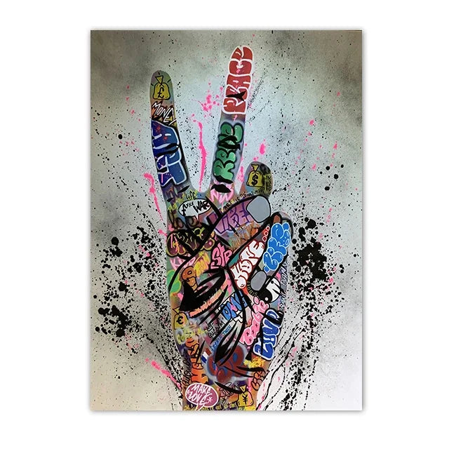 Graffiti Wall Art Home Decoration Painting Street Hand Gestures Love Kiss Modern Poster Print Pictures Abstract Pop Room Mural
