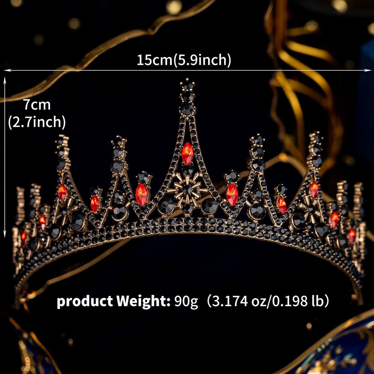 Red Luxury Bridal Wedding Crown Handmade Rhinestone Elegant Tiara Halloween Red Collection Hairbands Headpieces Accessories