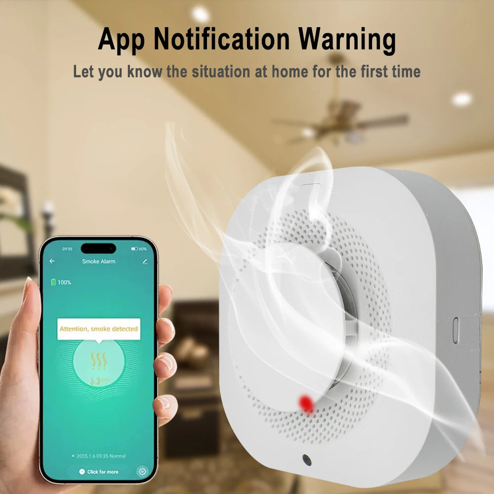 Tuya Smart Zigbee / Wifi Smoke Detector Smart Fire Fire Protection Home Security Alarm Sound Light Alarm APP Control