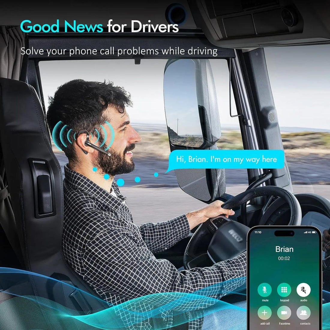 Bluetooth Earphones 5.3 Headphones Stereo Handsfree Noise Canceling Wireless Business Headset With HD Mic For All Smart Phones
