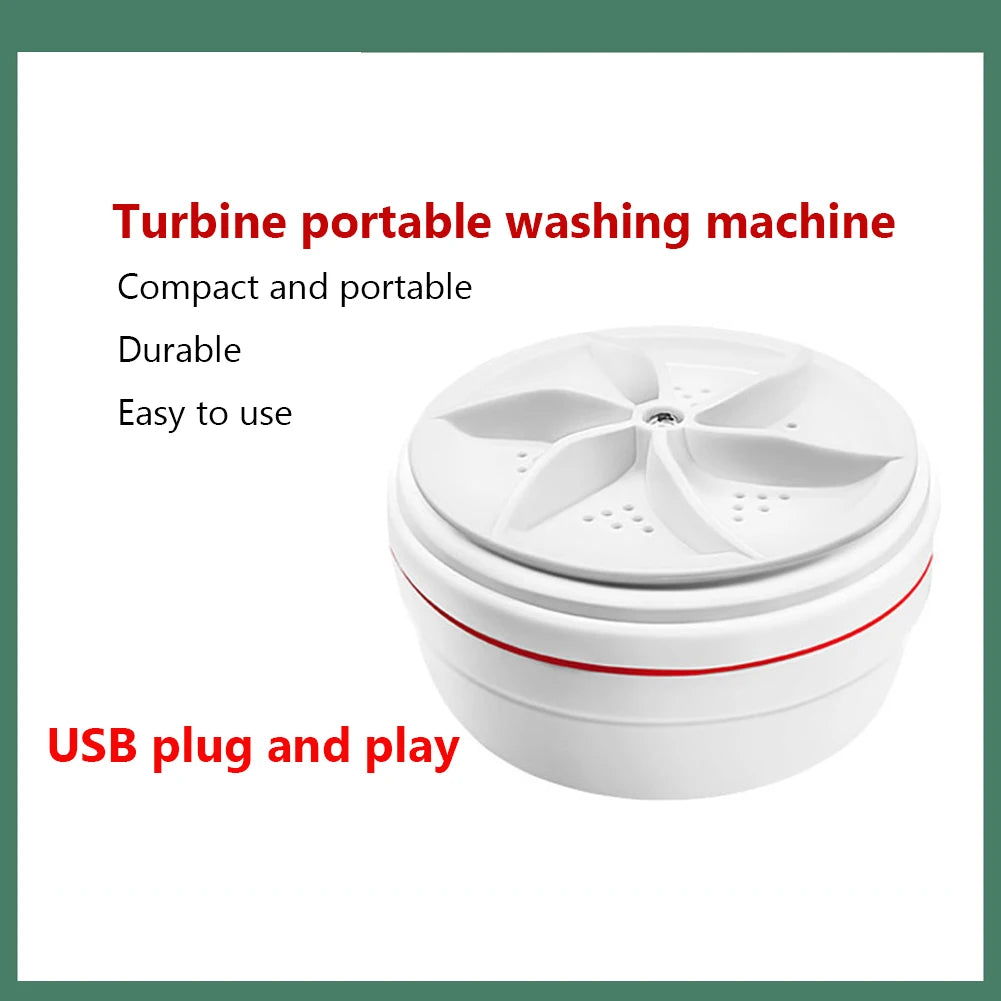 Portable Mini Washing Machine USB Powered Ultrasonic Turbo Washing Machine Rotating Mini Ultrasonic Turbo Washer for Home Travel