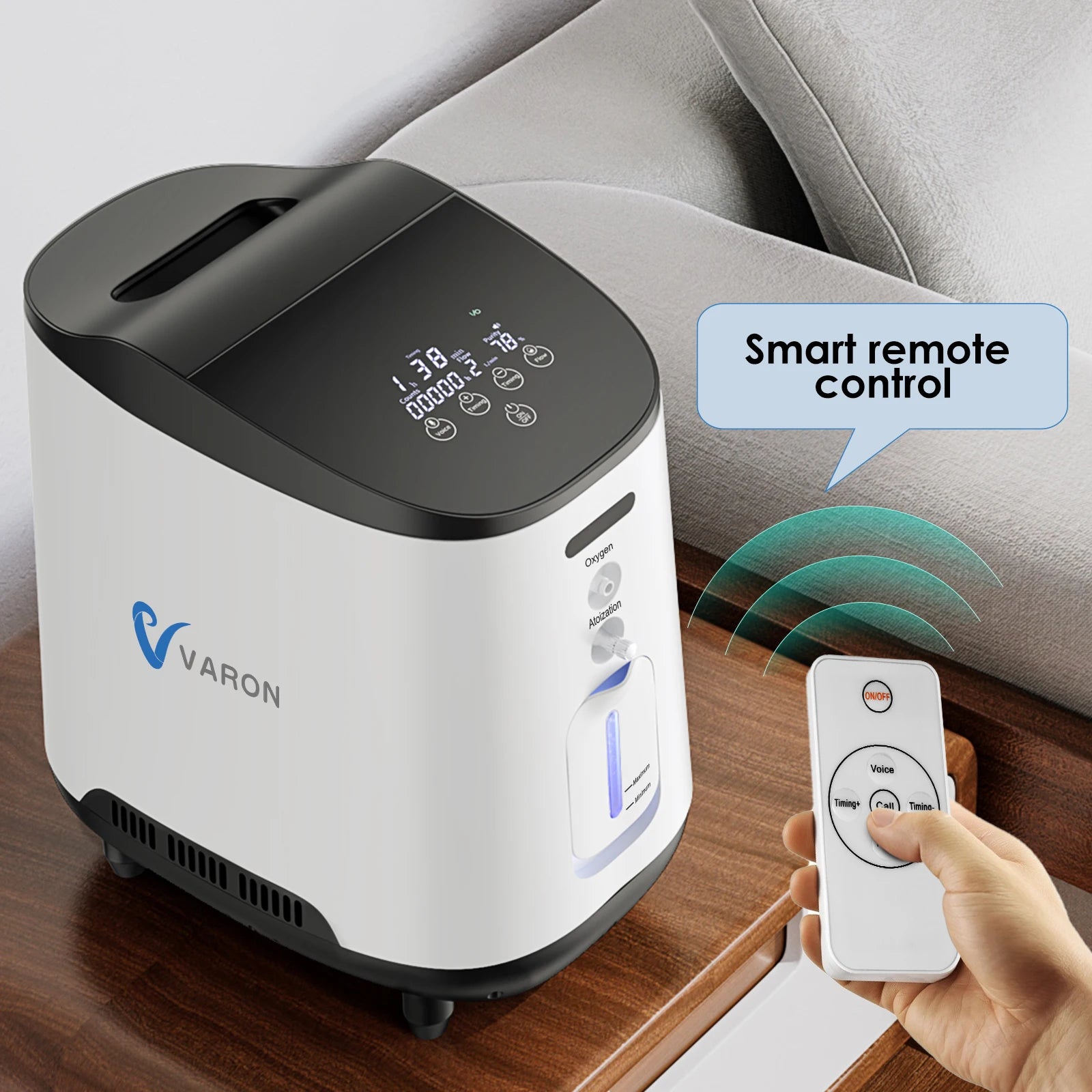 VARON 1-7L/min Oxygen Concentrator Machine Generator Portable Oxygen Making Machine Without Battery Air Purifier AC 220V/110V
