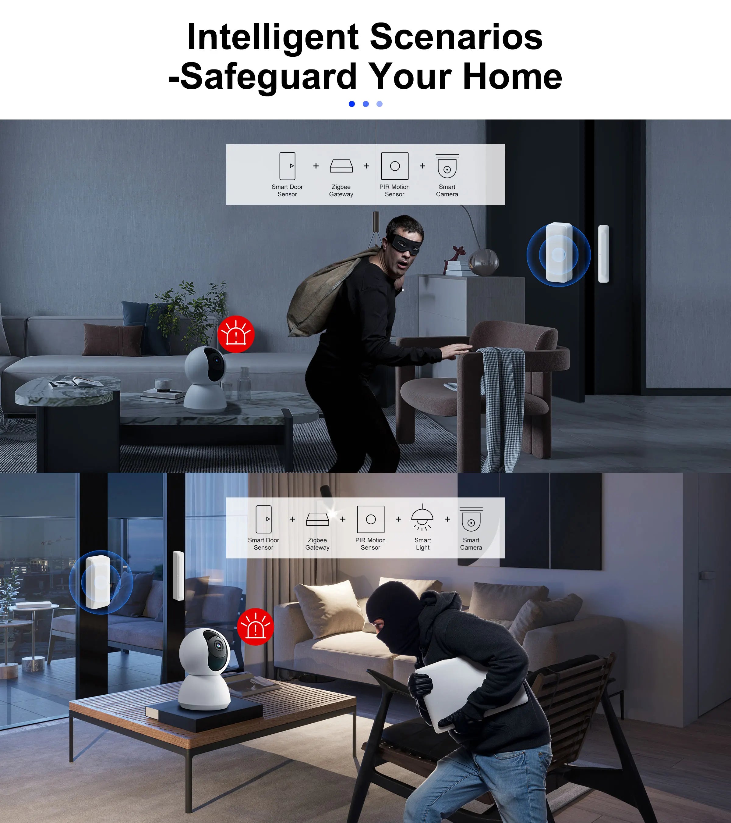GIRIER Smart Door and Window Sensor ZigBee 3.0 Wireless Contact Detector for Smart Home Security Works with Home Assistant 2MQTT