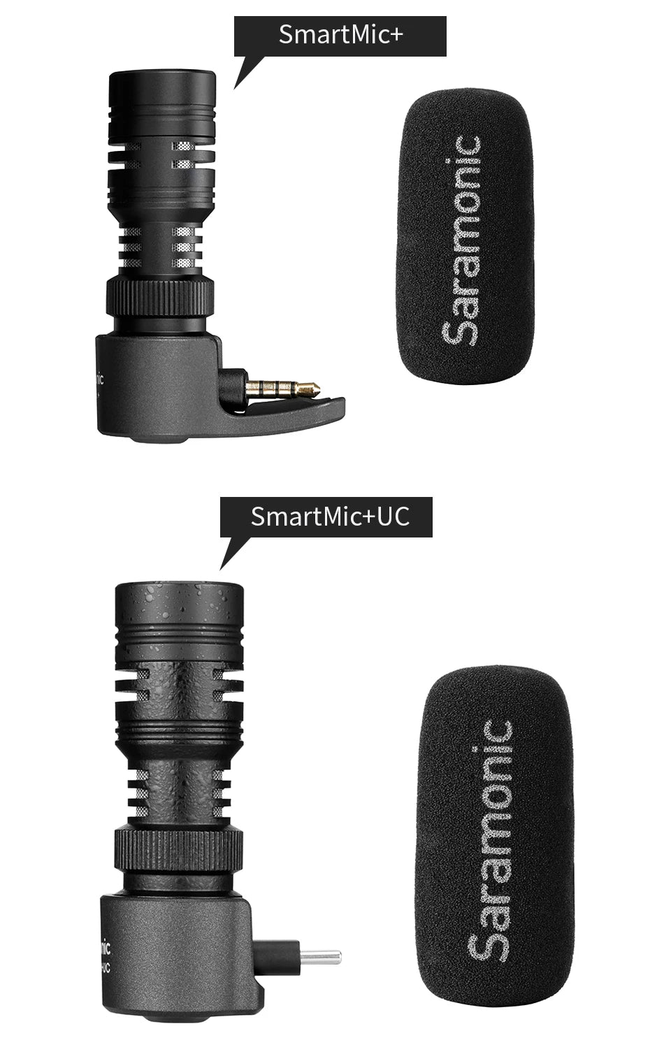 Saramonic SmartMic + Di/UC Type-C Directional Microphone with Foam Windscreen for IOS iPhone 13 11 7 7 plus Android Smartphones