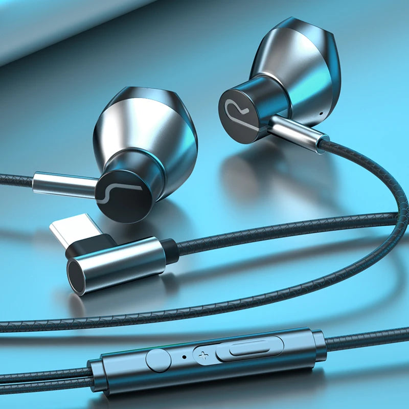 90° Jack Wired Gaming Headset Type C HiFi Surround Sound With Mic 3.5mm Headphones For iPhone 16 15 Samsung Galaxy S25 S24 iPad
