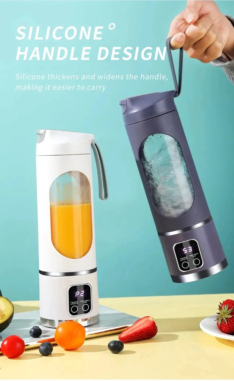12 Blades Portable Fruit Juicer 450ml Capacity 3 Gears USB Rechargeable Blender Ice Crusher