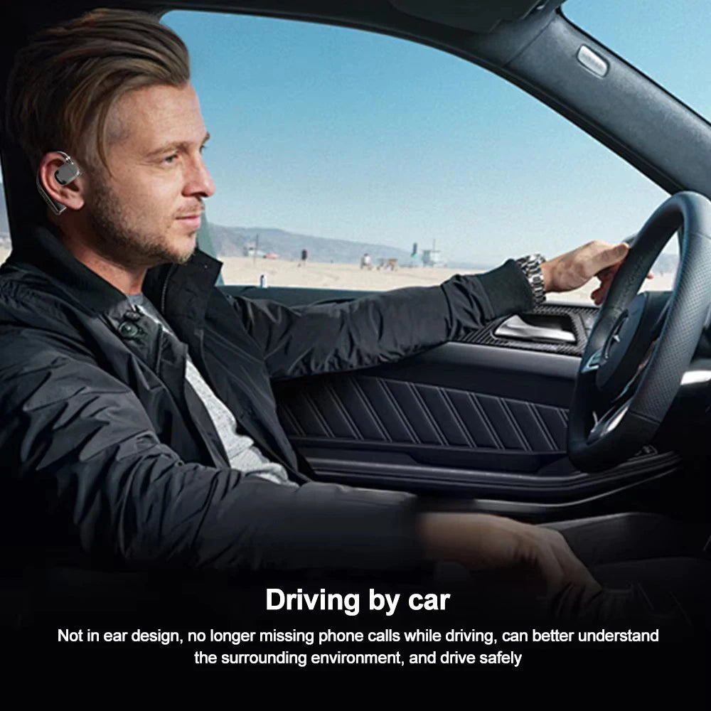 LED Single Earphones Long Standby Business Headphones Waterproof Mono Headset Outdoor Call Bluetooth5.3 Wireless Earbuds