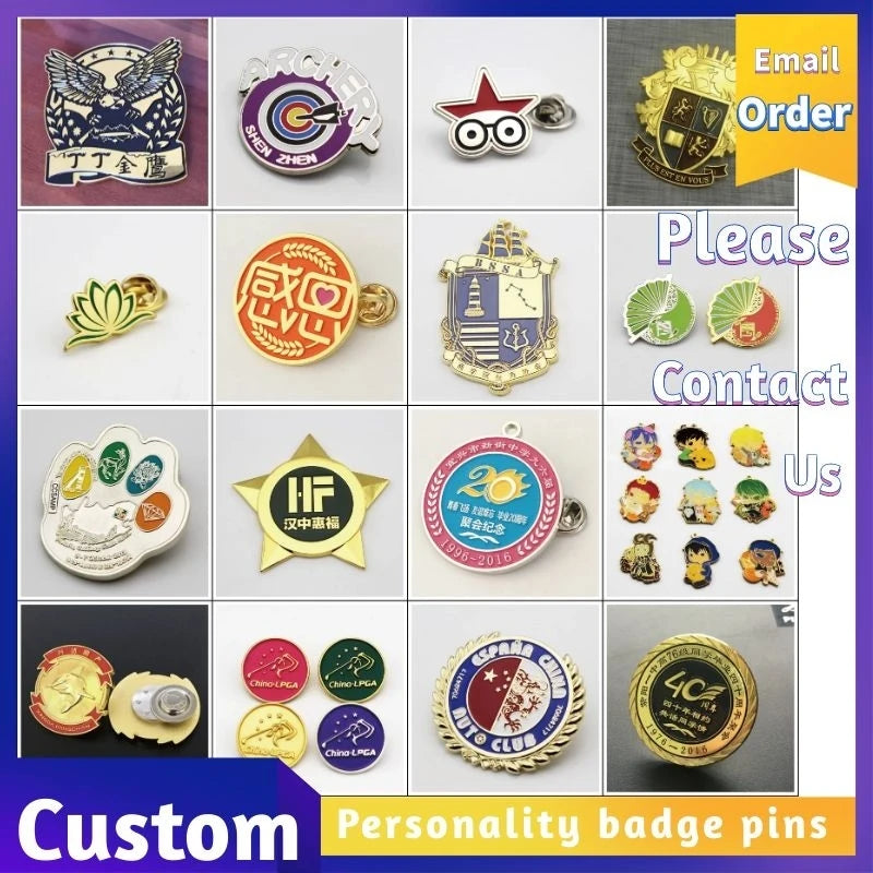 Customize metal badge, LOGO lapel pin, Custom make enamel brooche collar pins, Personalized badge pin, Custom pins, Metal LOGO